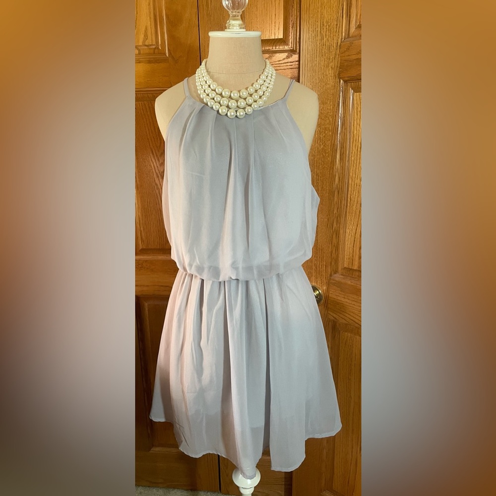 Women's JJPerfection Mini Dress, size Lg, Gray Chiffon.